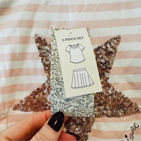 btween Glitter Star Striped Tee and Tulle Skirt Set - Picture 8 of 14